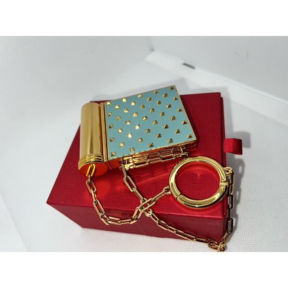 Nwot Valentino Rockstud goldtone miniaudière mirror - Picture 6 of 12